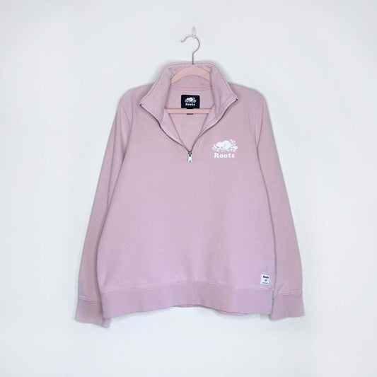 roots 2020 pink 1/4 zip sweatshirt - size large