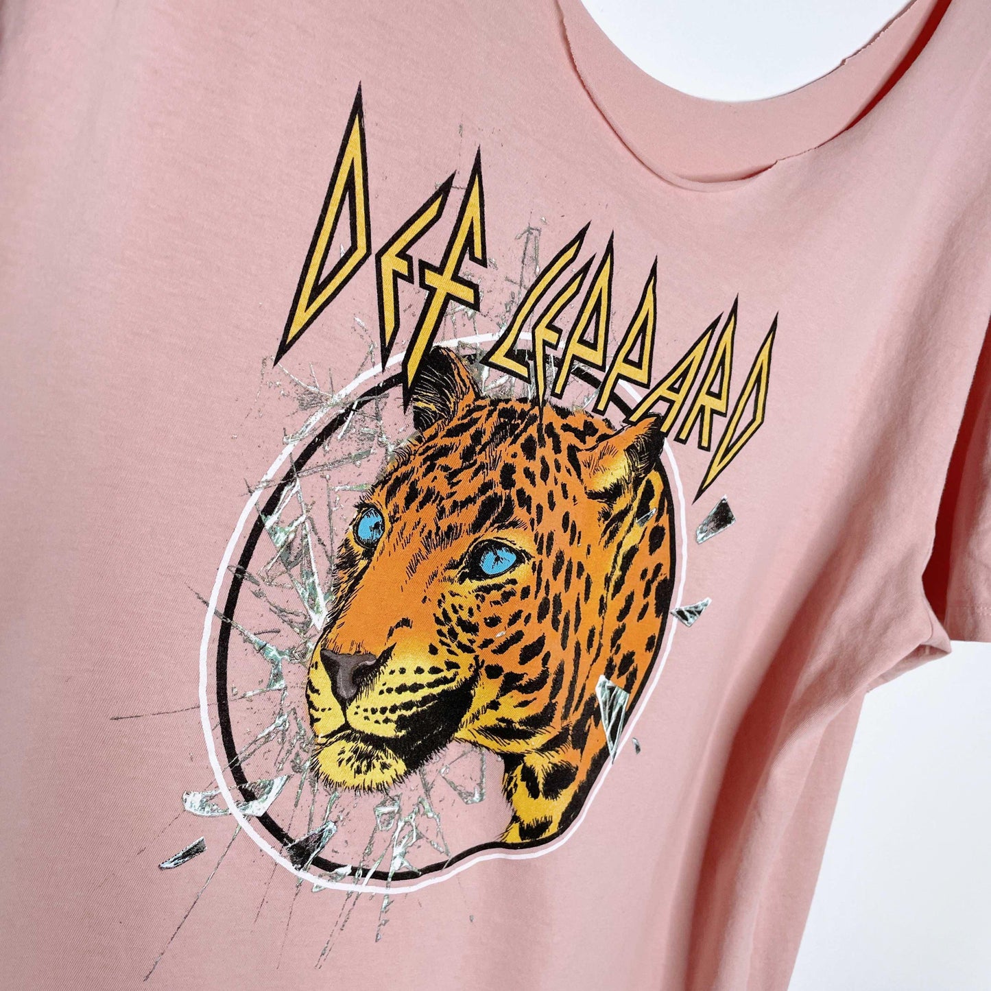 def leppard off shoulder graphic tee