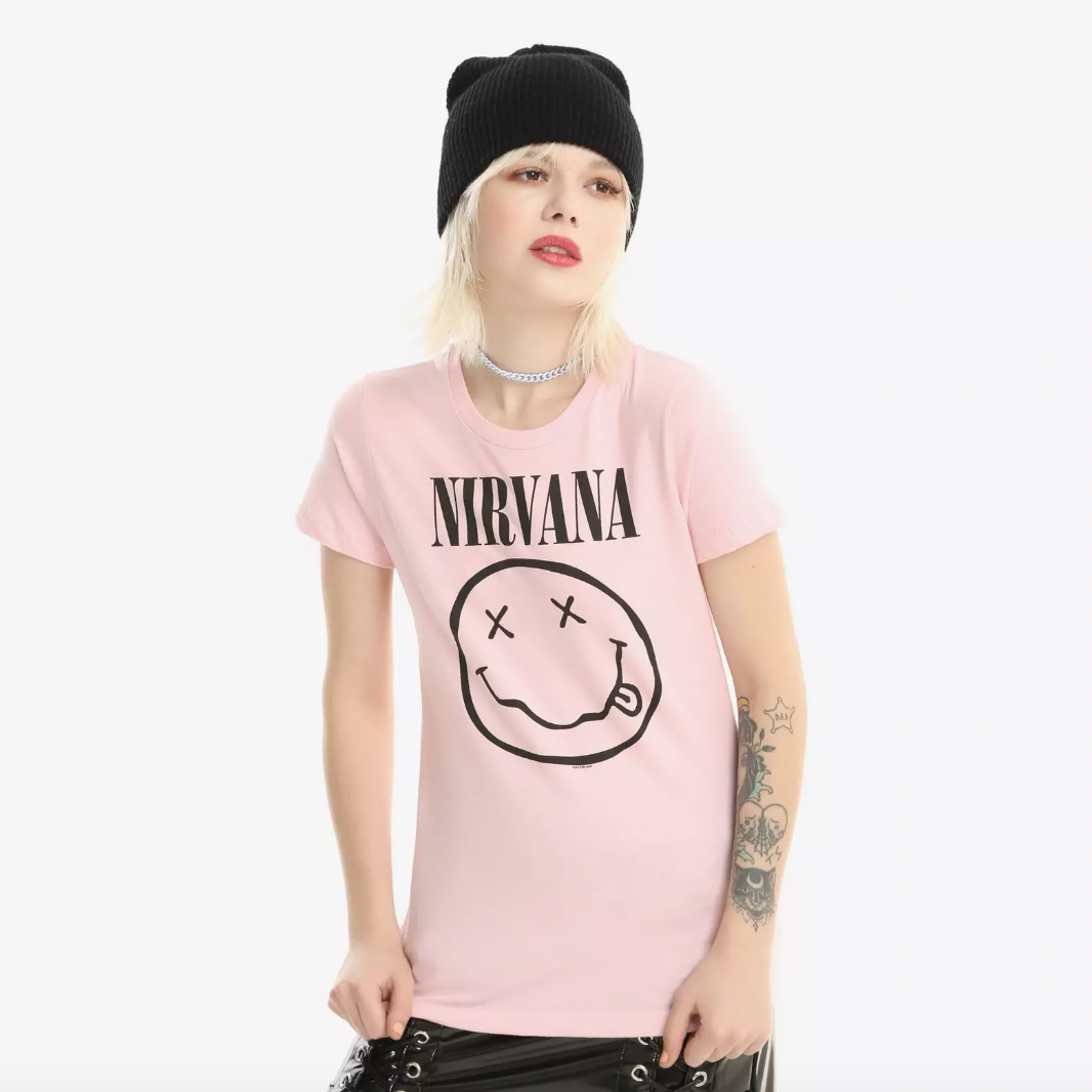 nirvana pink smiley tee