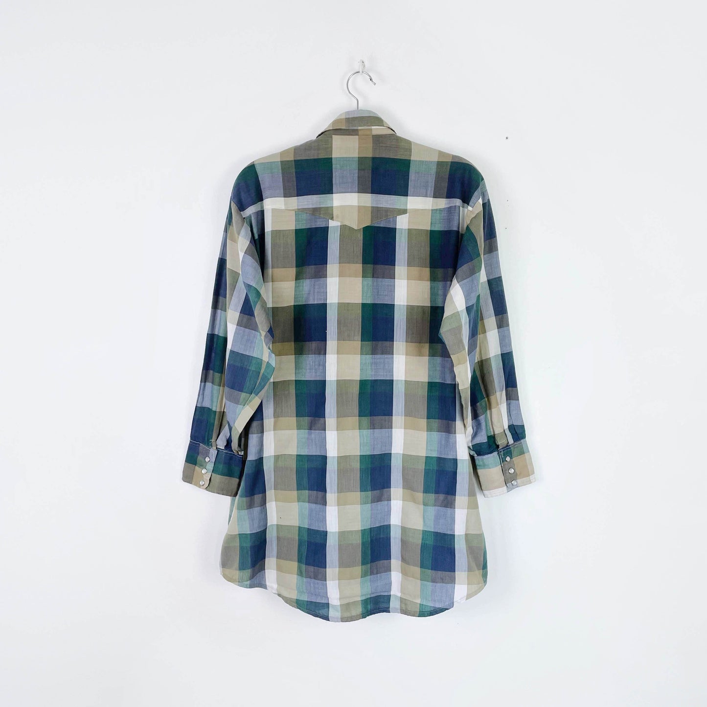 vintage western craft plaid snap button shirt