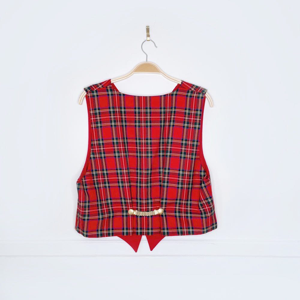 vintage holiday plaid vest