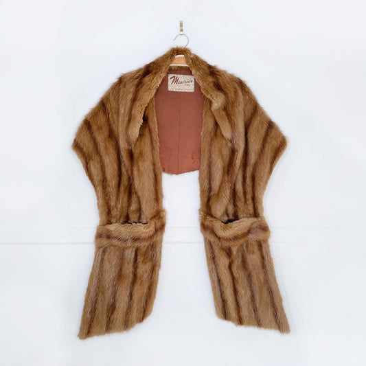 vintage maurice mink stole with pockets