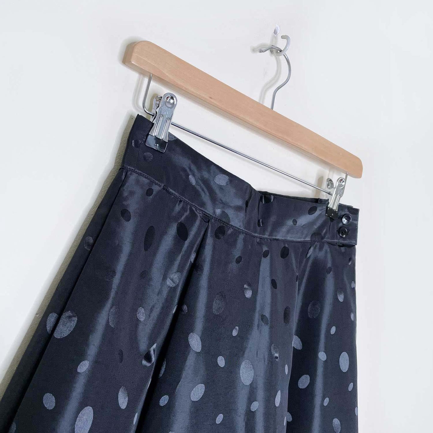 vintage black polka dot midi skirt - size small