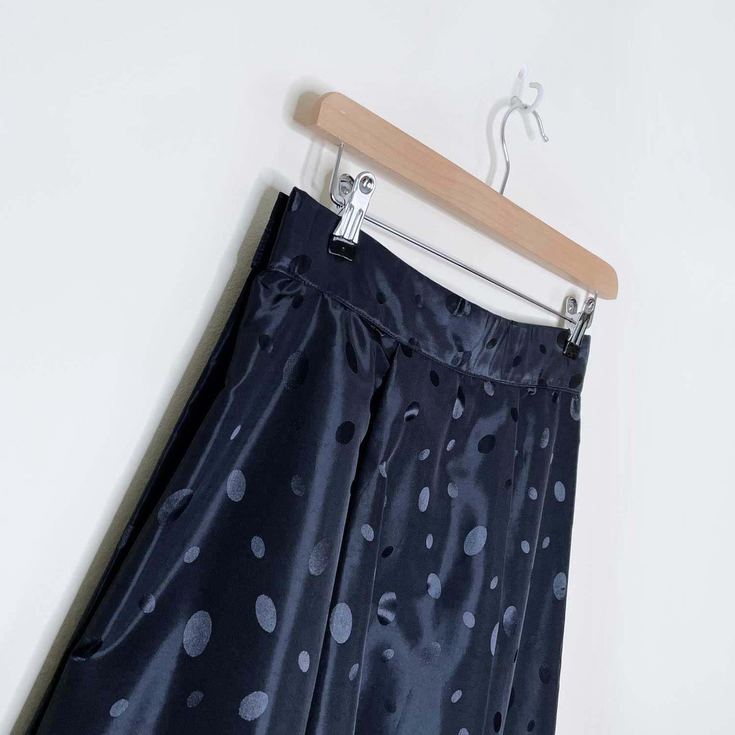 vintage black polka dot midi skirt - size small