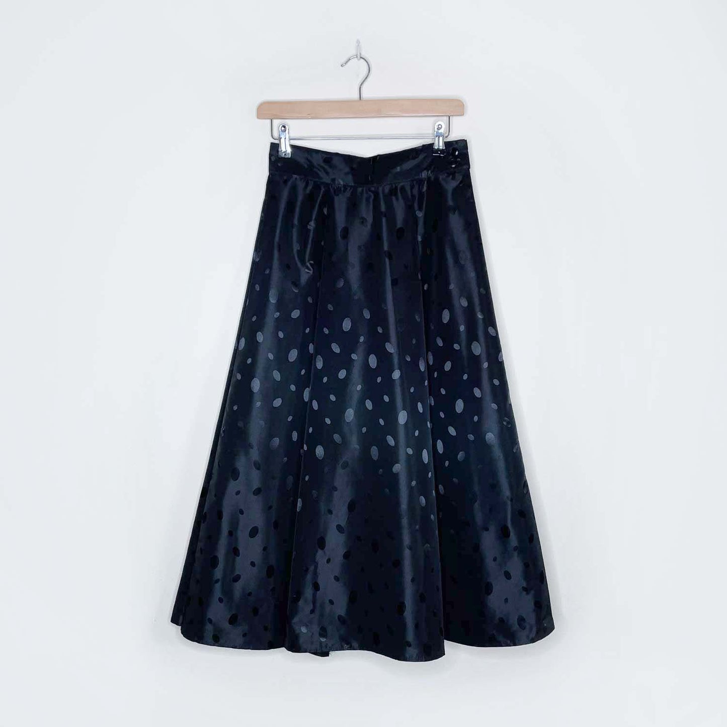 vintage black polka dot midi skirt - size small