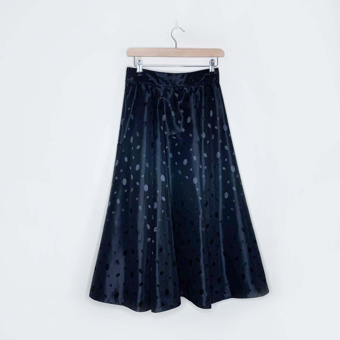 vintage black polka dot midi skirt - size small