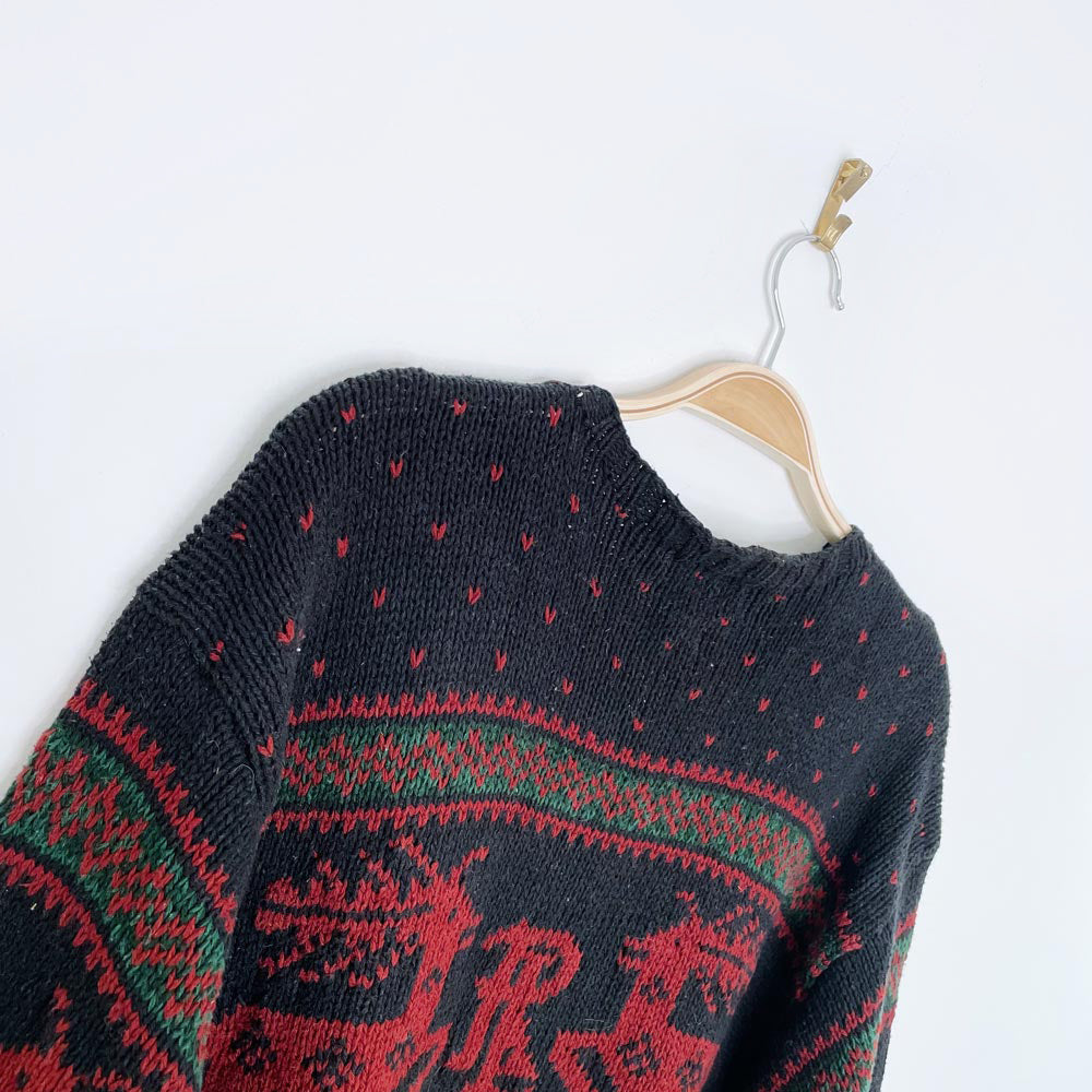 vintage 90s polo ralph lauren holiday reindeer knit crew