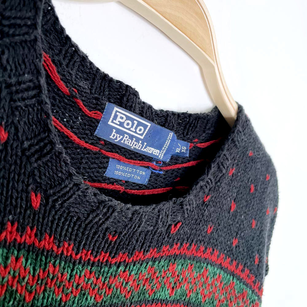 vintage 90s polo ralph lauren holiday reindeer knit crew