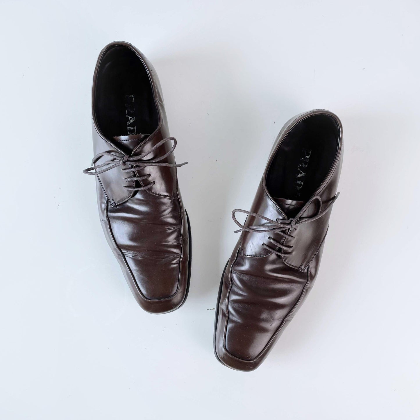 prada brown leather dress shoes