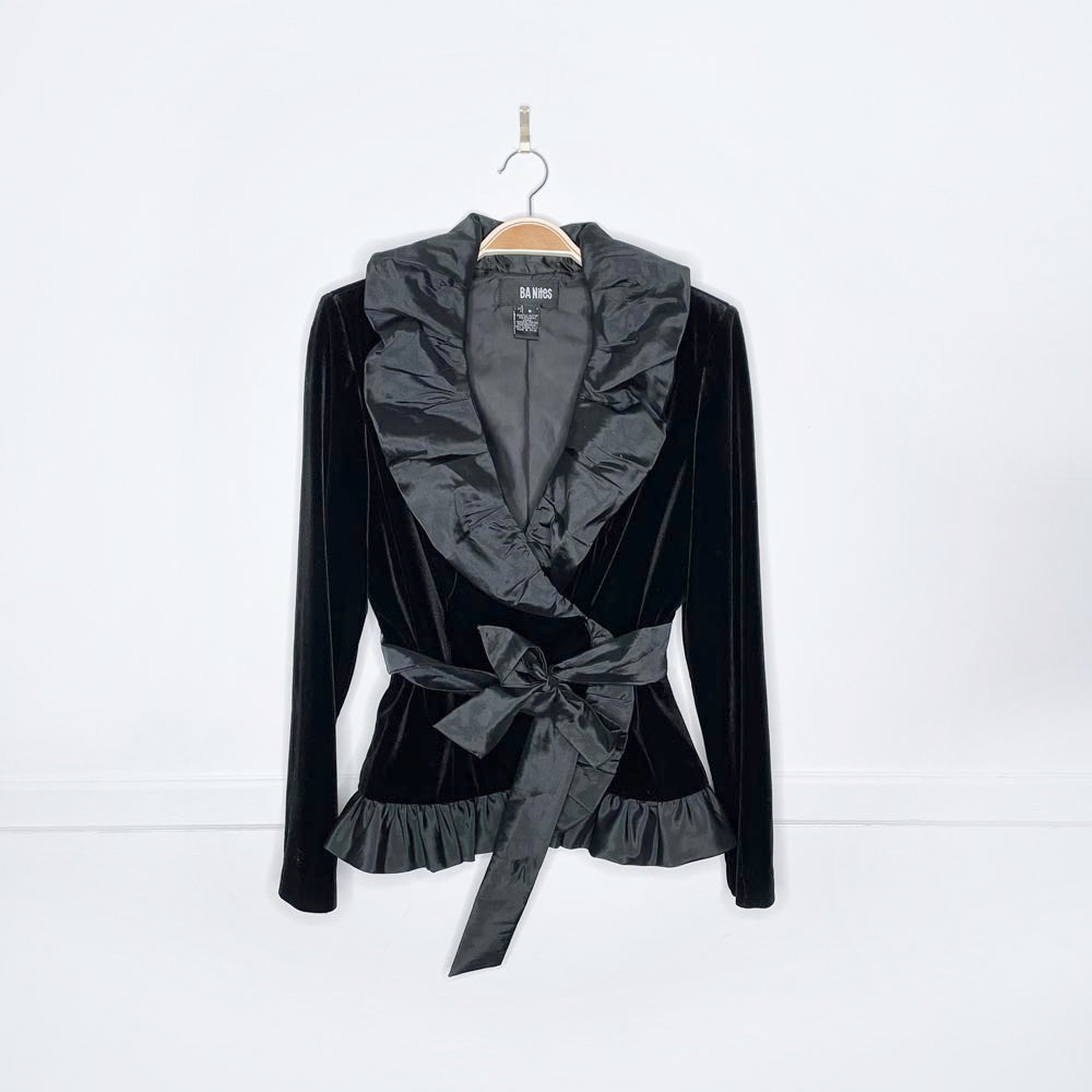 vintage ba nites taffeta trim velvet wrap jacket