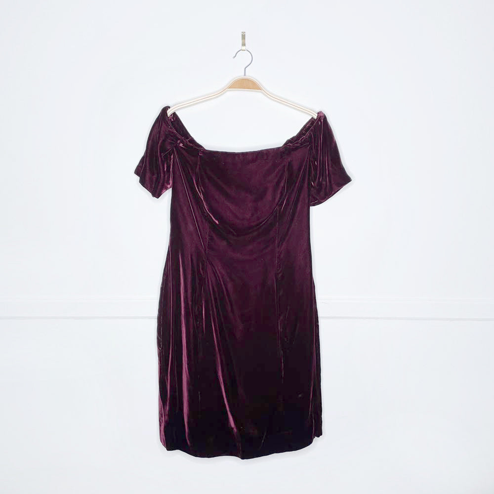 vintage valentina's velvet off shoulder mini dress