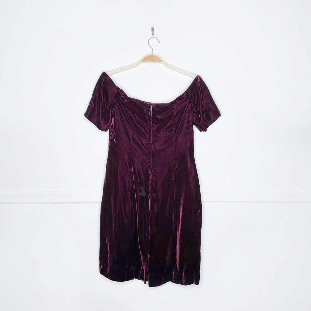 vintage valentina's velvet off shoulder mini dress