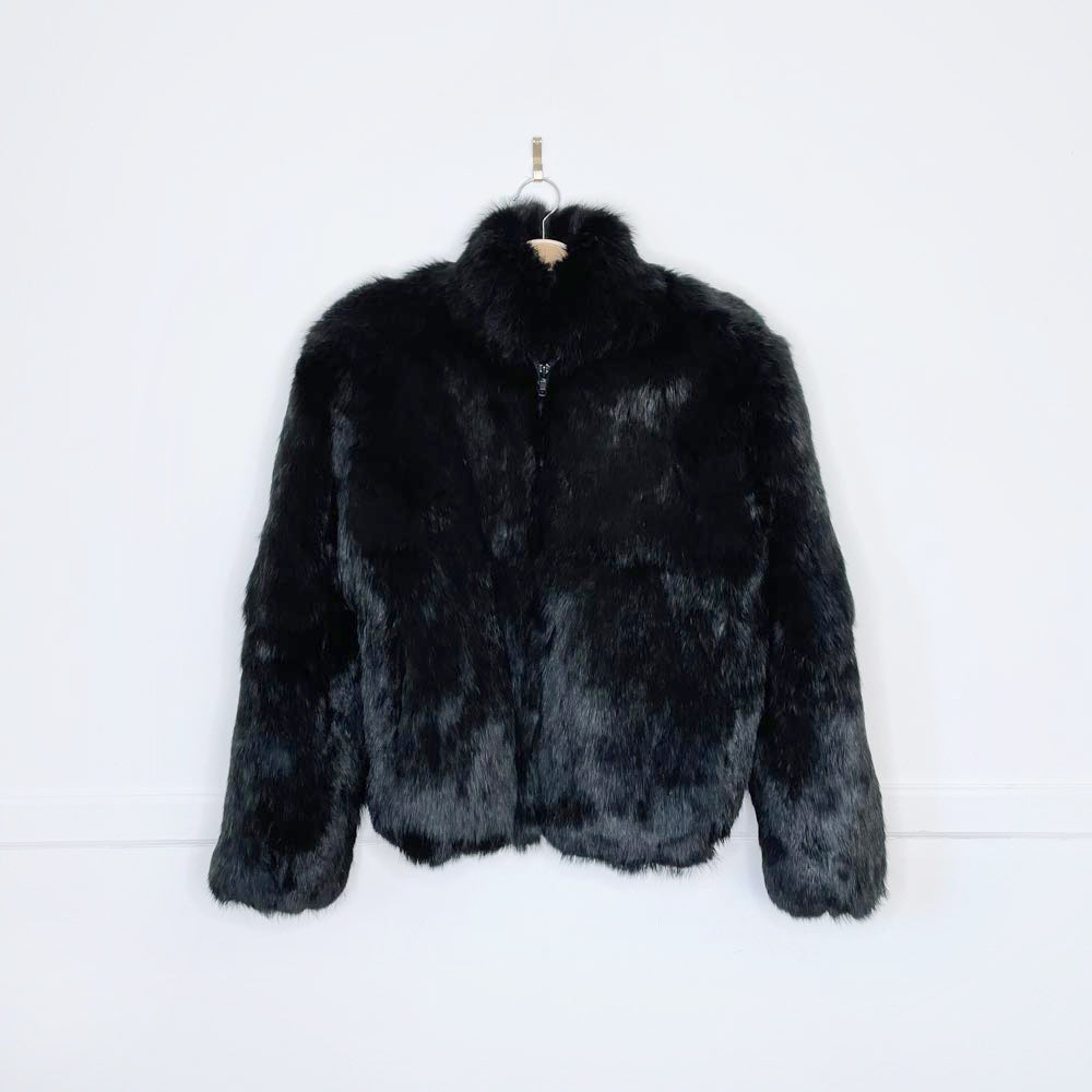 vintage 80s nikki rabbit fur bomber jacket