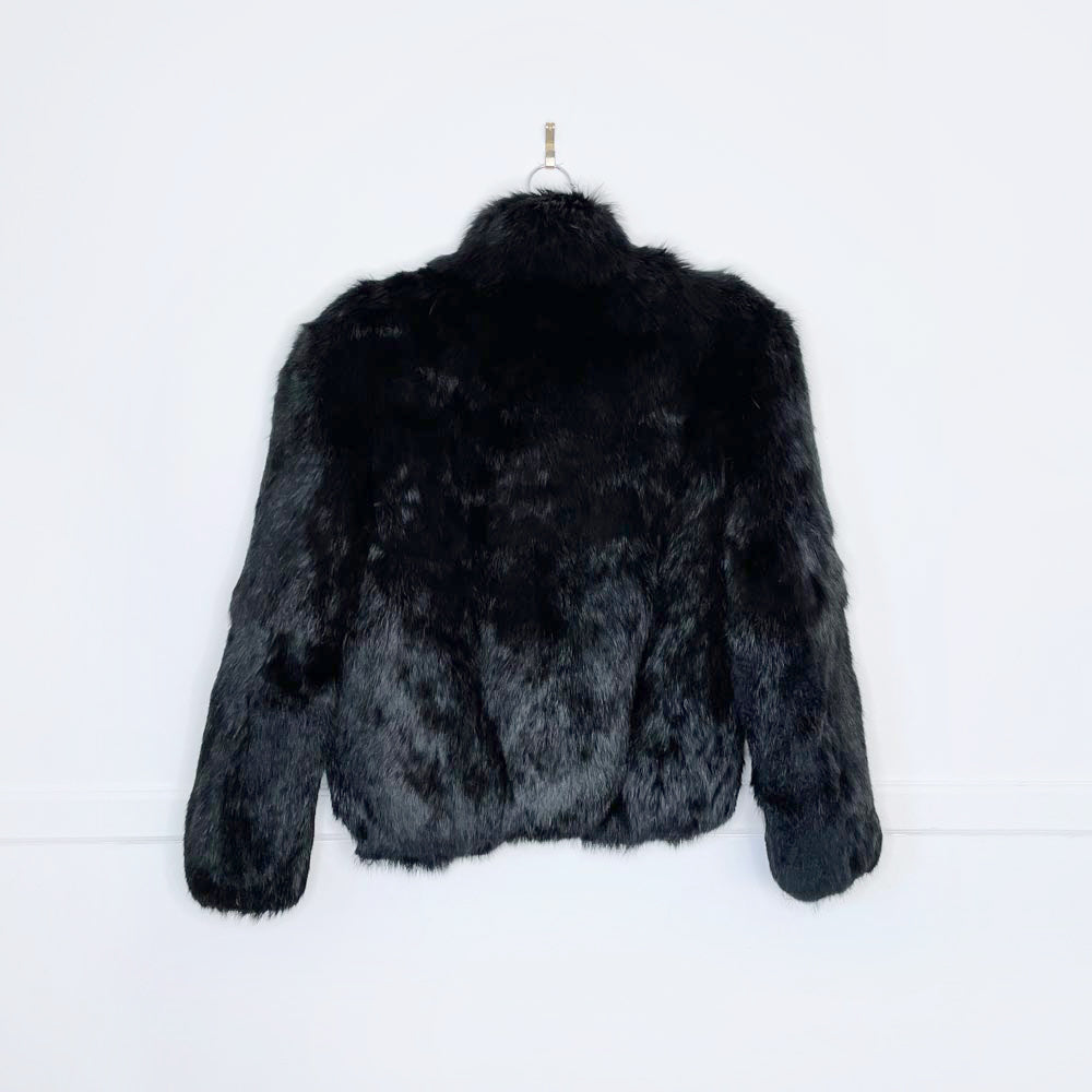 vintage 80s nikki rabbit fur bomber jacket