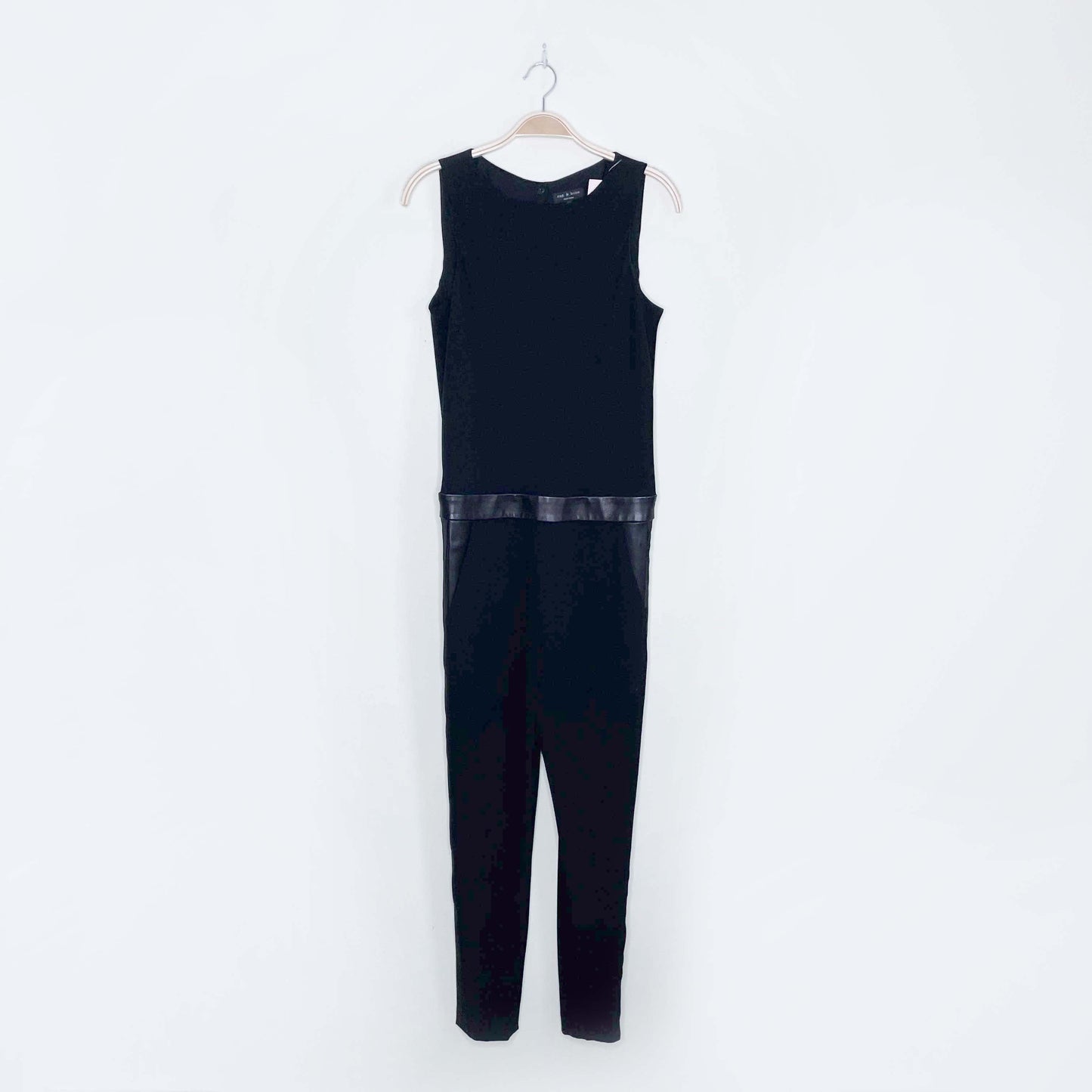 rag & bone leather trimmed jumpsuit - size 00