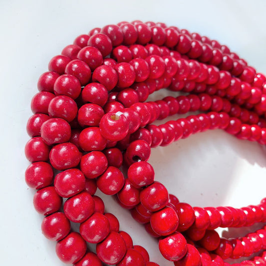 holiday red wood bead garland