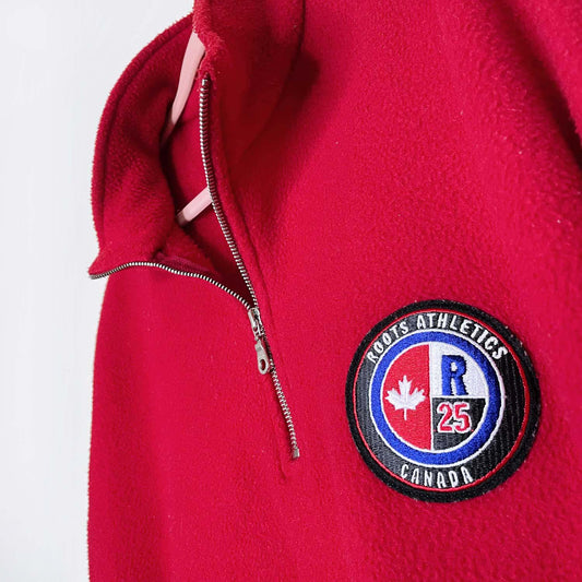 vintage roots athletics 25th red 1/4 zip fleece - size xxl