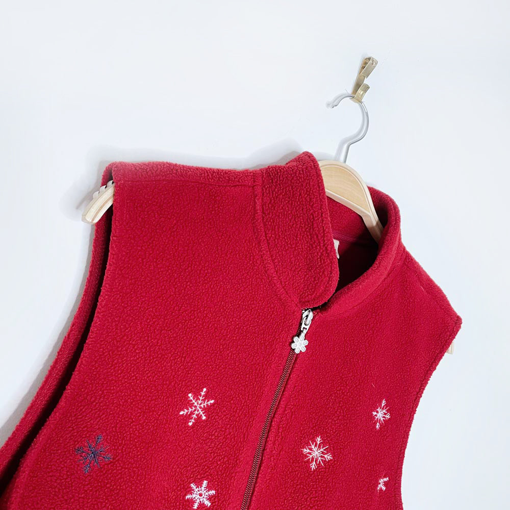 vintage carroll reed embroidered snowman fleece vest