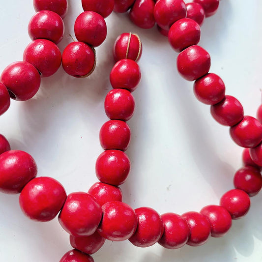 vintage red wood bead garland