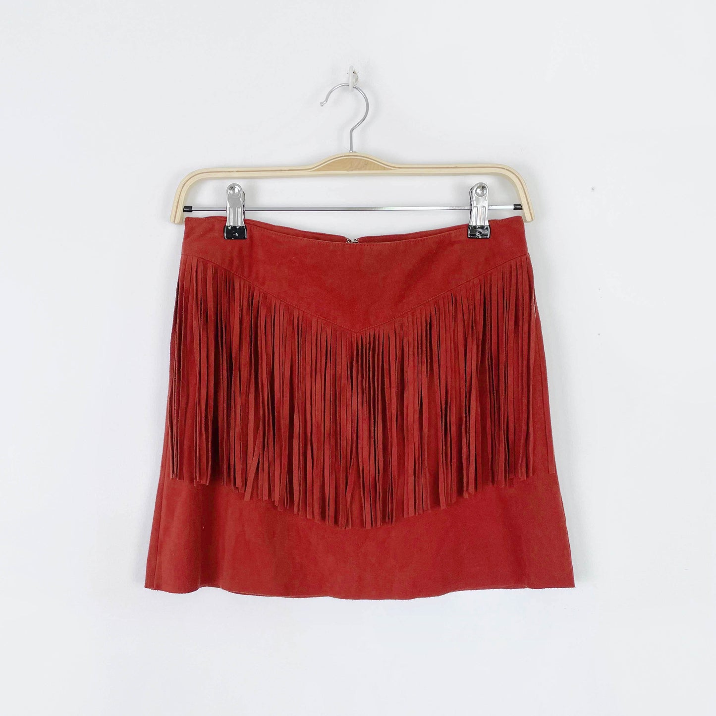 f21 faux suede fringe western mini skirt