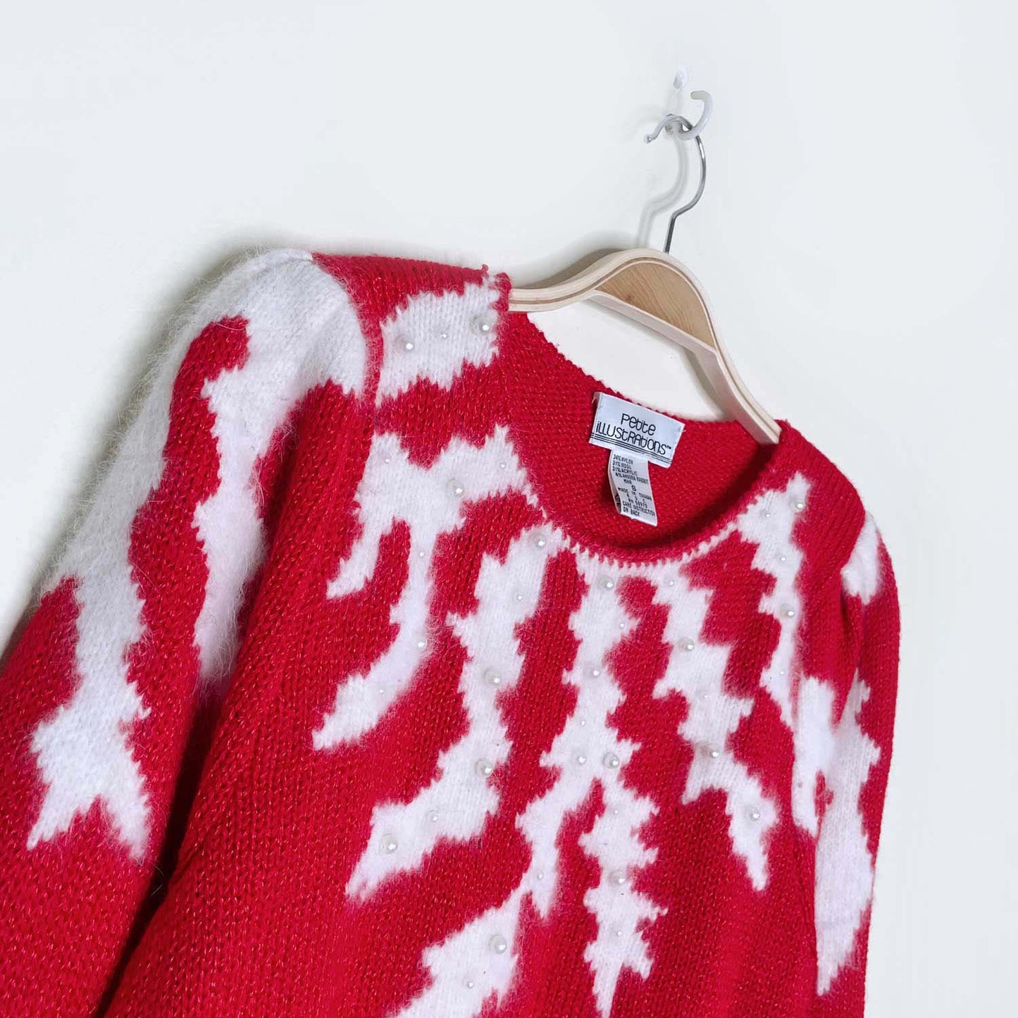 vintage petite illustrations pearl icicles red sweater - size small