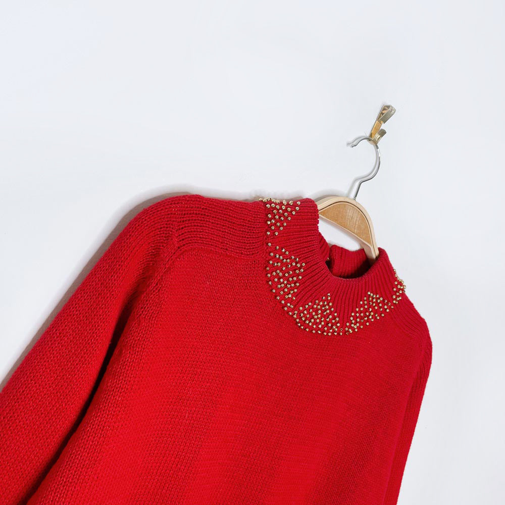 vintage work in progress gold beaded ramie knit sweater