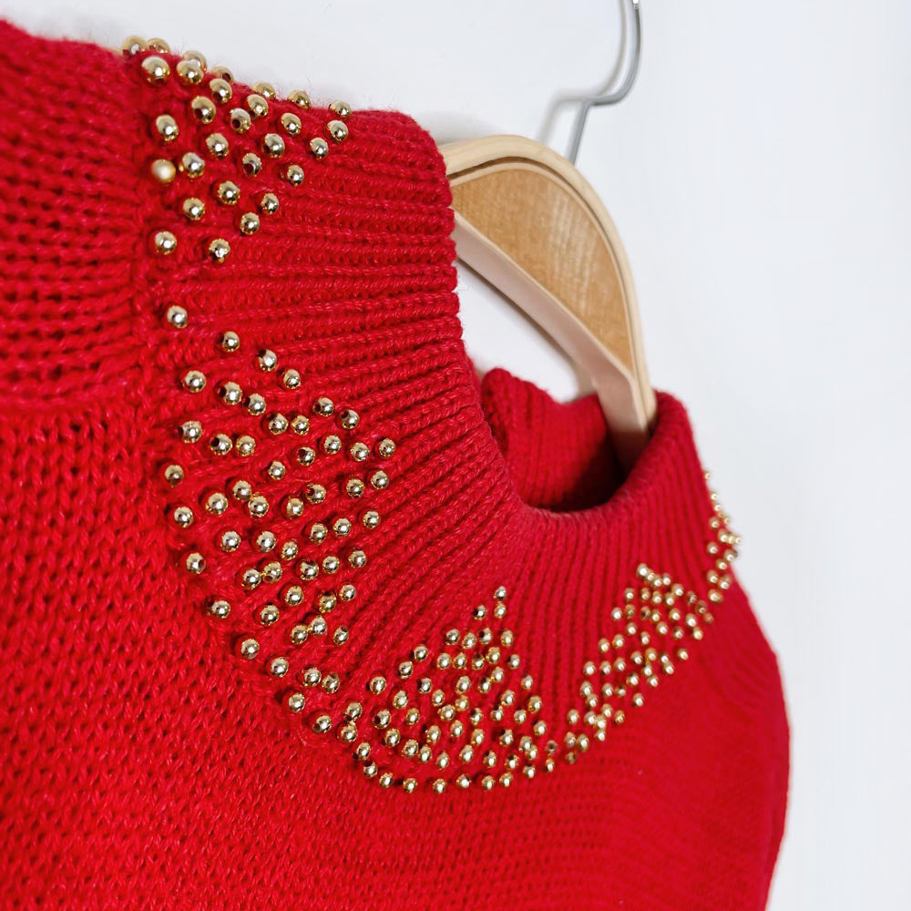 vintage work in progress gold beaded ramie knit sweater