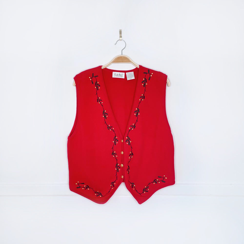 vintage 00s tabi ivy embroidered knit vest