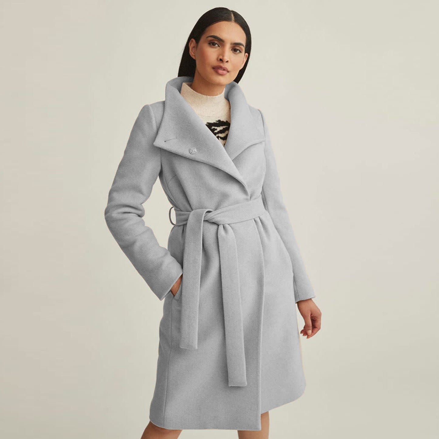 rw&co 2023 grey asymmetrical wool-blend coat