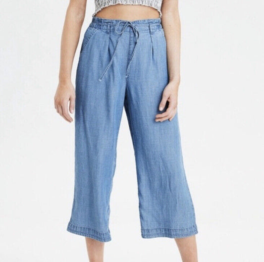 american eagle chambray wide leg crop pant