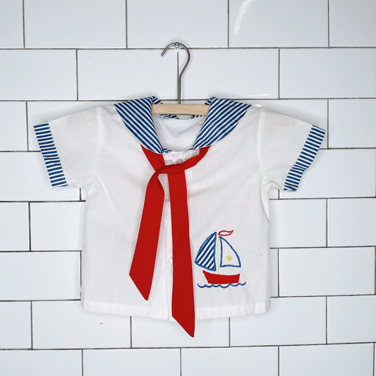 vintage sailor button down shirt - size 12M