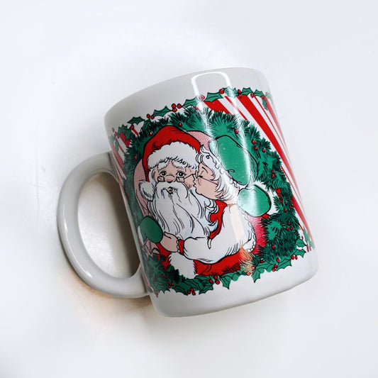 vintage 90s santa holiday mug