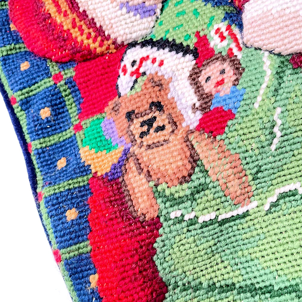 vintage handmade cross stitch santa stocking