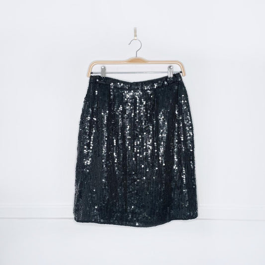 vintage scarlet rage 100% silk sequin mini skirt