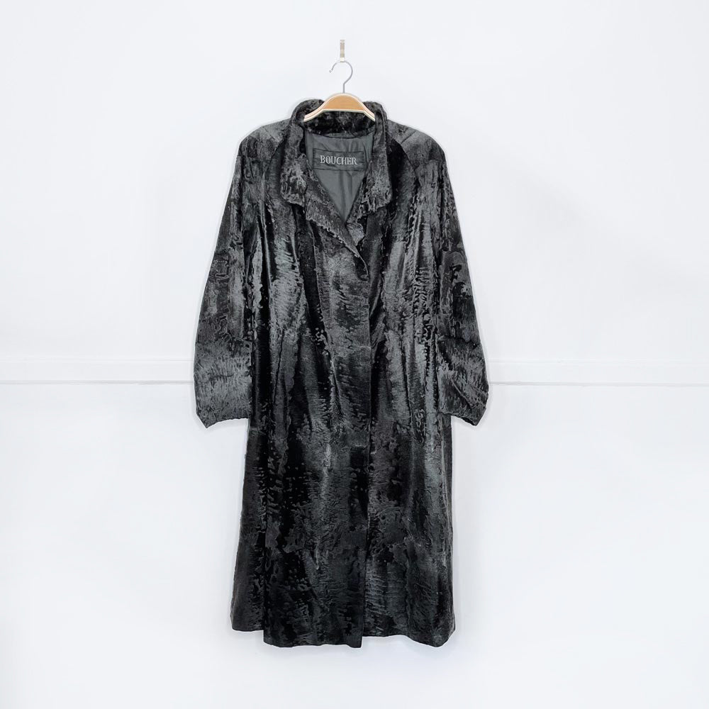 vintage boucher shaved lamb long coat