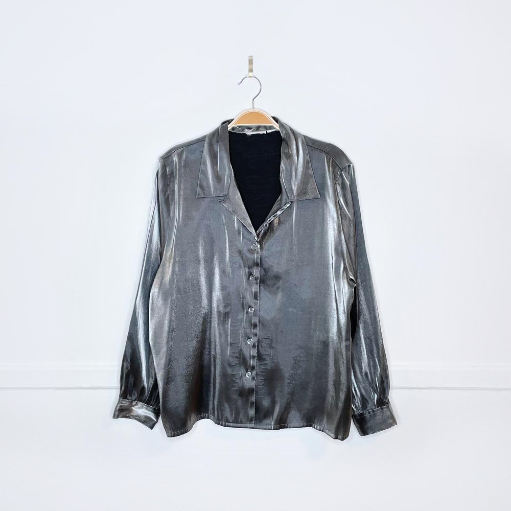 vintage silver lamé blouse