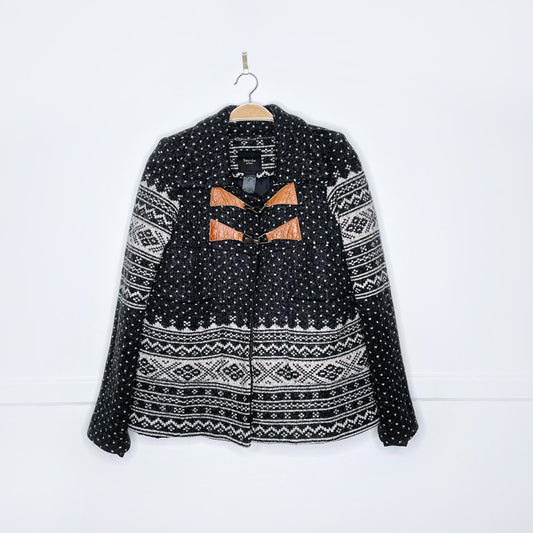 smythe les vestes wool-blend fair isle knit duffle coat