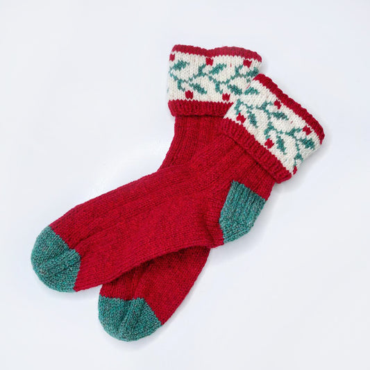 vintage handknit nonia holiday sock slippers