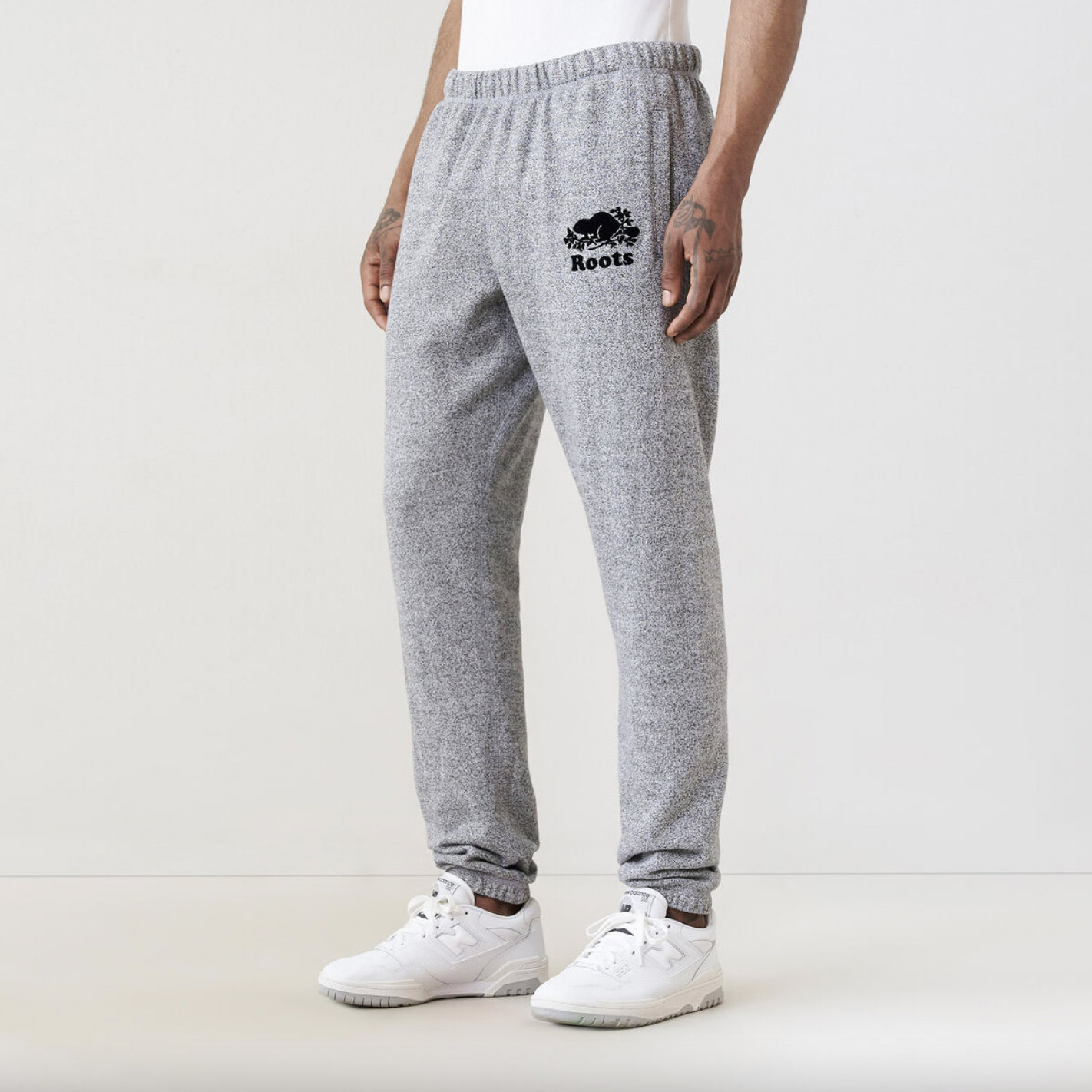 roots original gender free salt & pepper sweatpant - size small