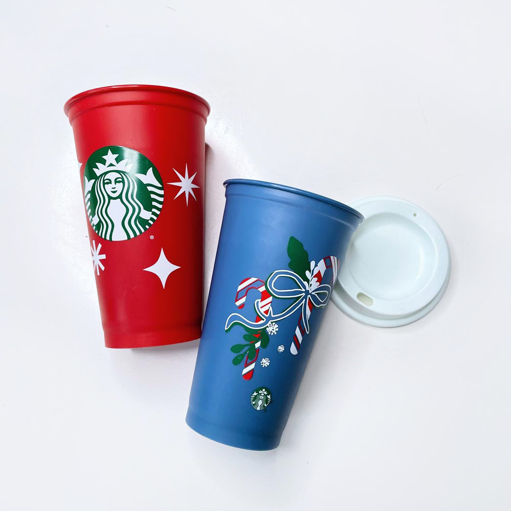 x2 starbucks 2022 stars + 2021 candy cane holiday cups