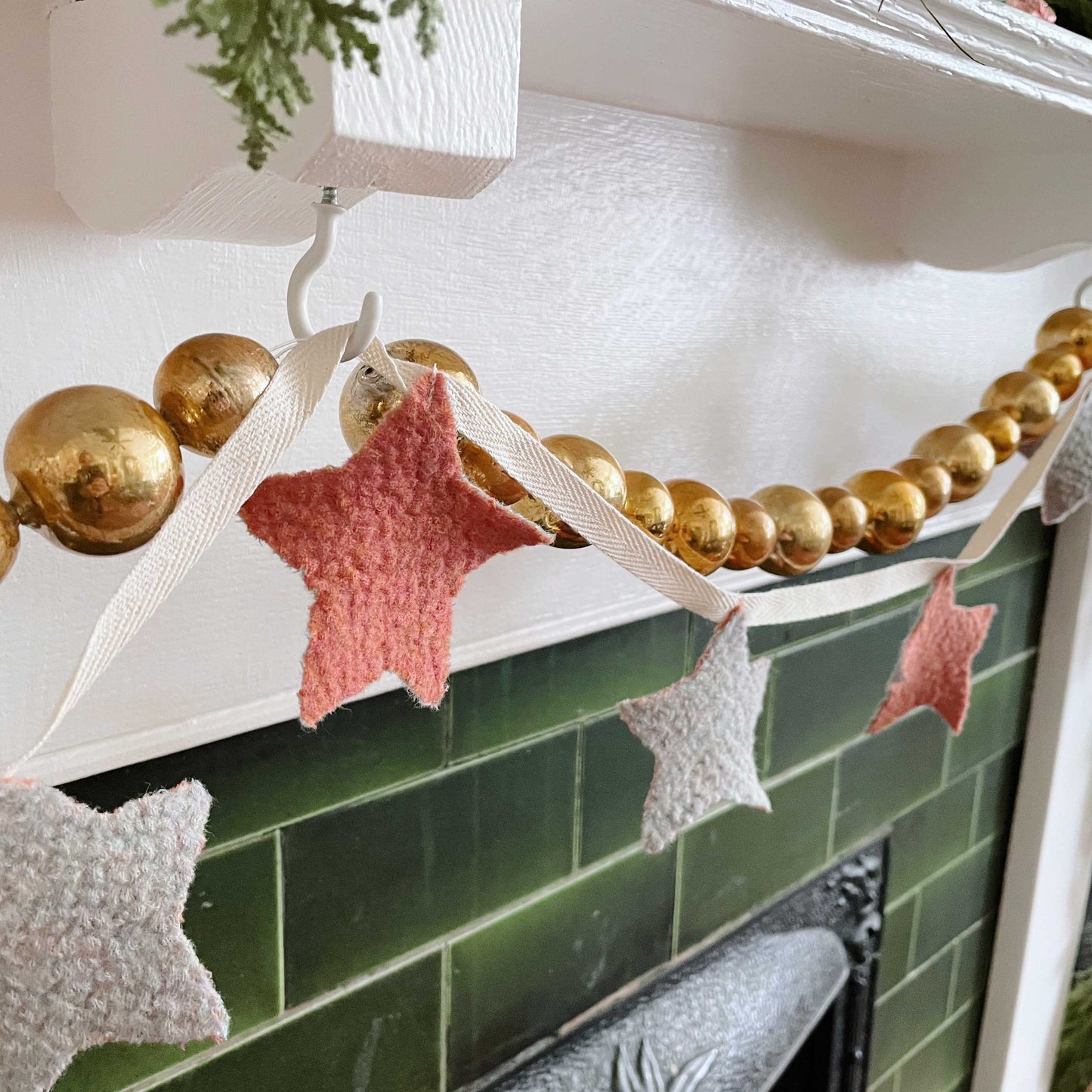 handmade boho wool star garland