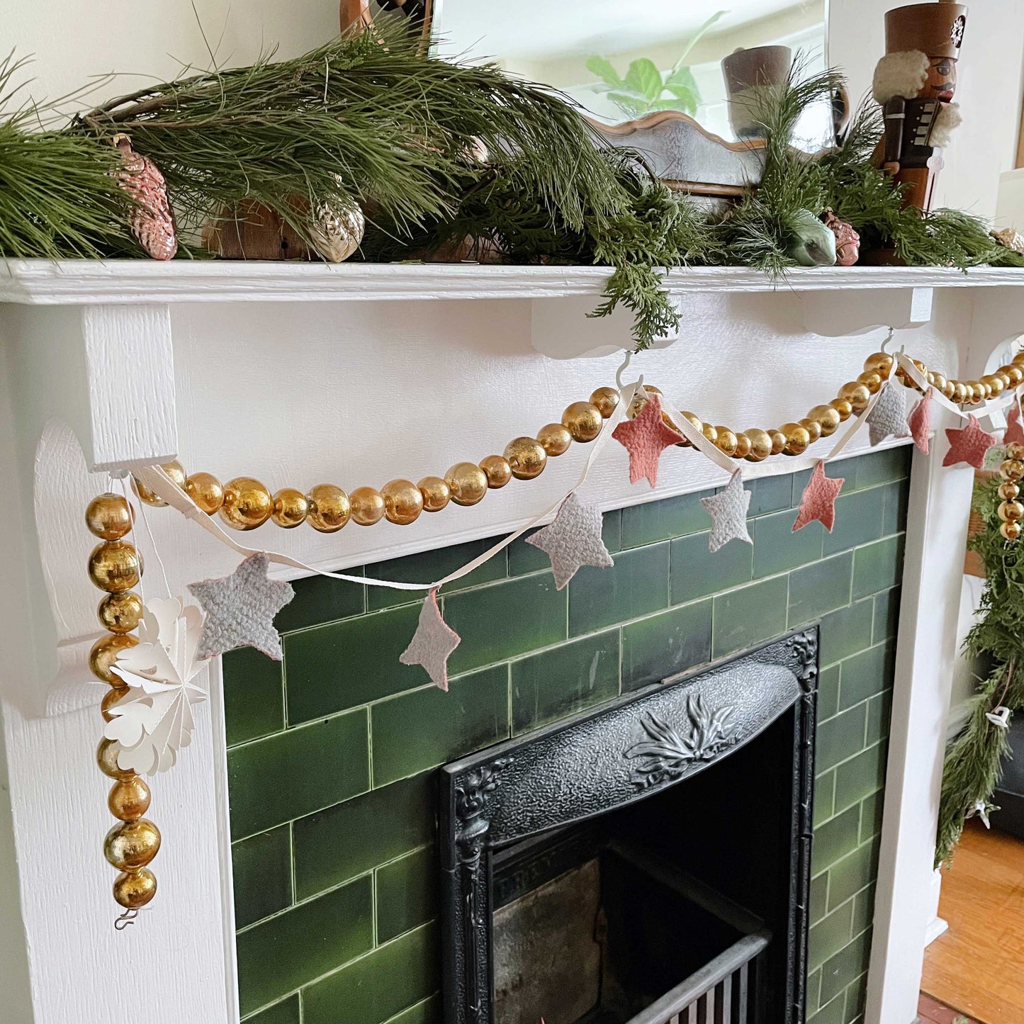 handmade boho wool star garland