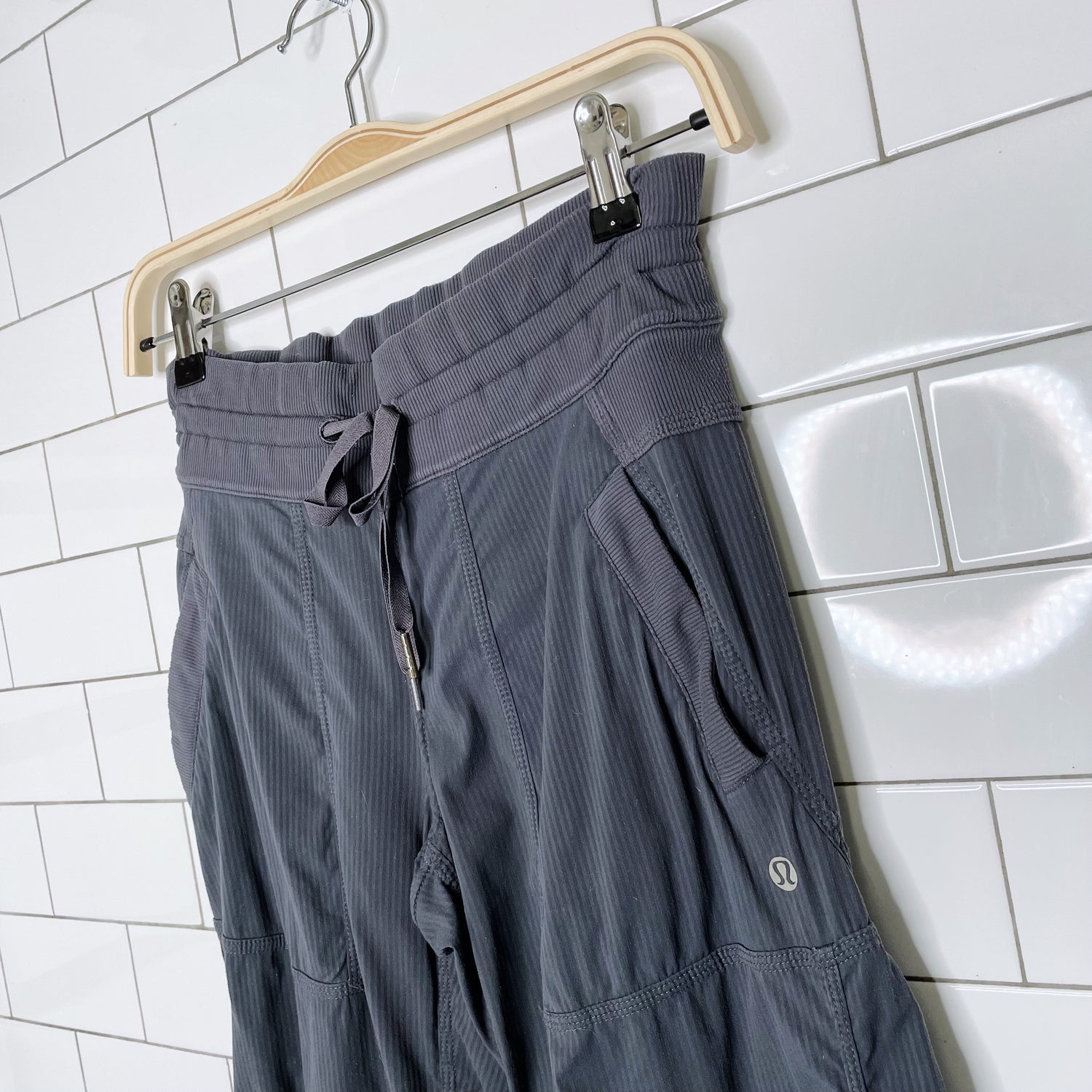 Lululemon Studio Crop Pants Drawstring Pockets Gray - Depop