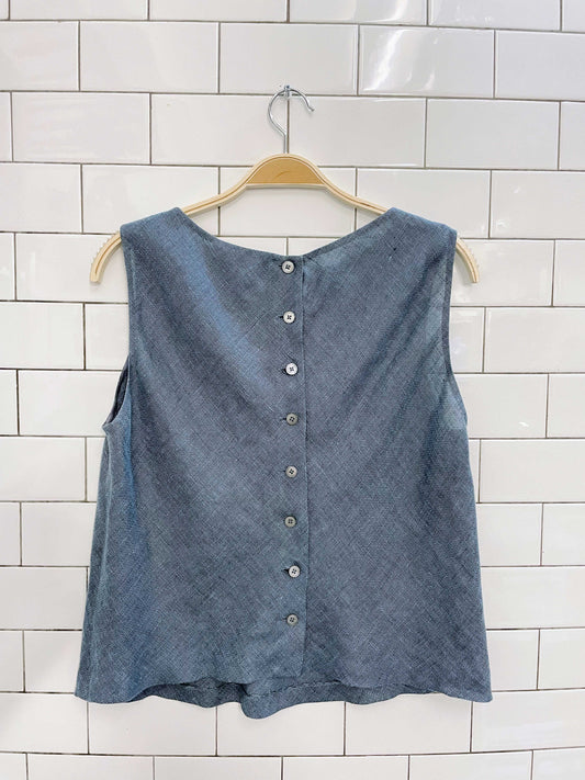 vintage 00s ellen tracy minimal 100% linen tank