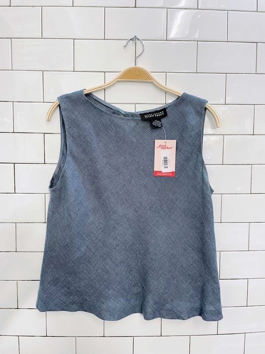 vintage 00s ellen tracy minimal 100% linen tank