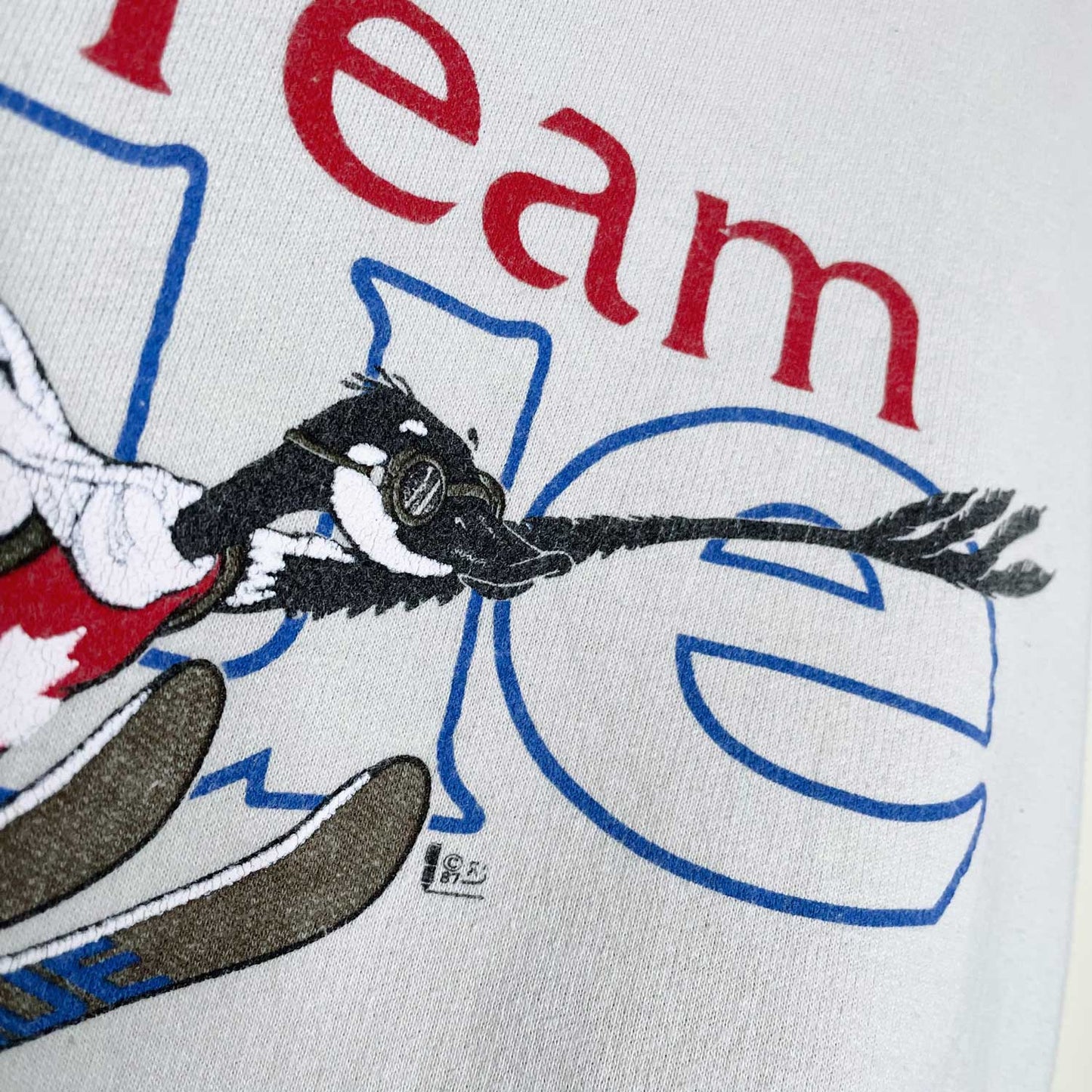 vintage calgary '88 olympics team blue ski goose crew - size medium