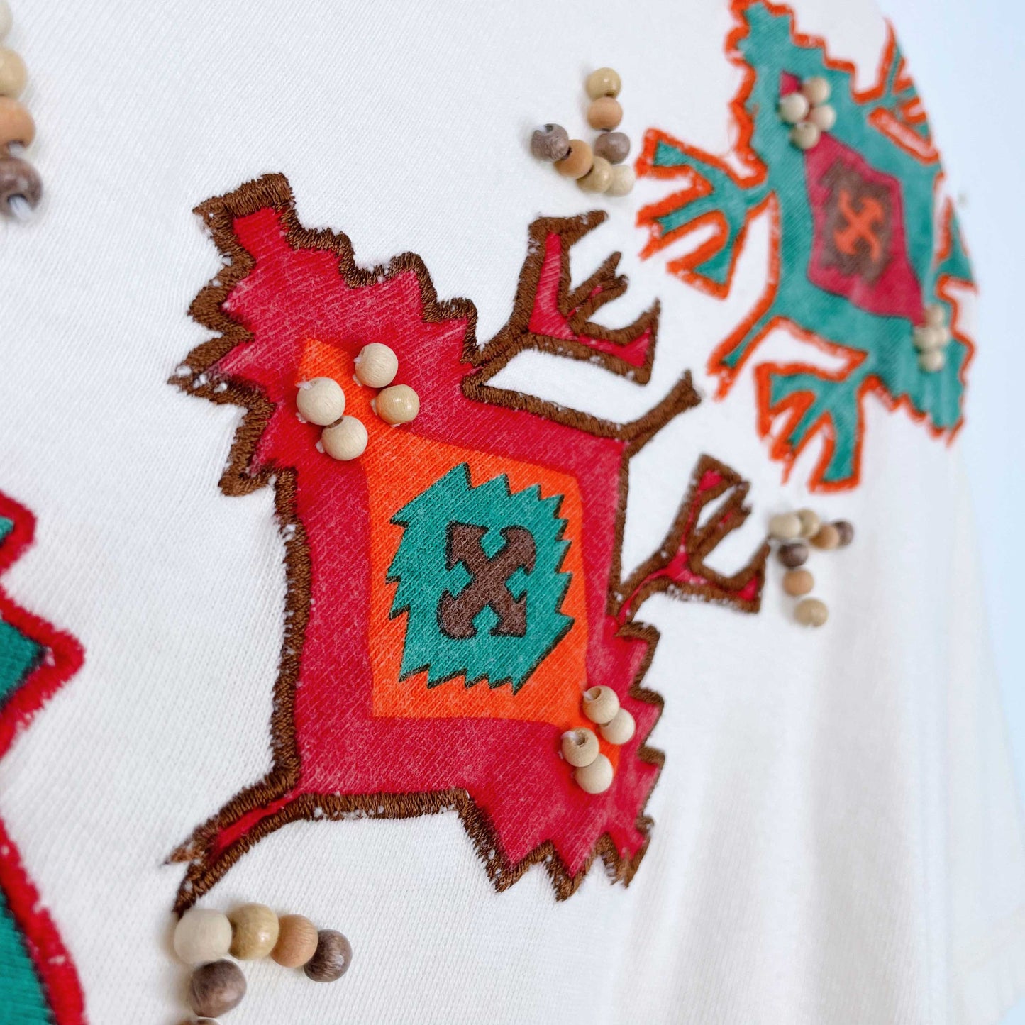 vintage leonard sport western embroidered beaded tee