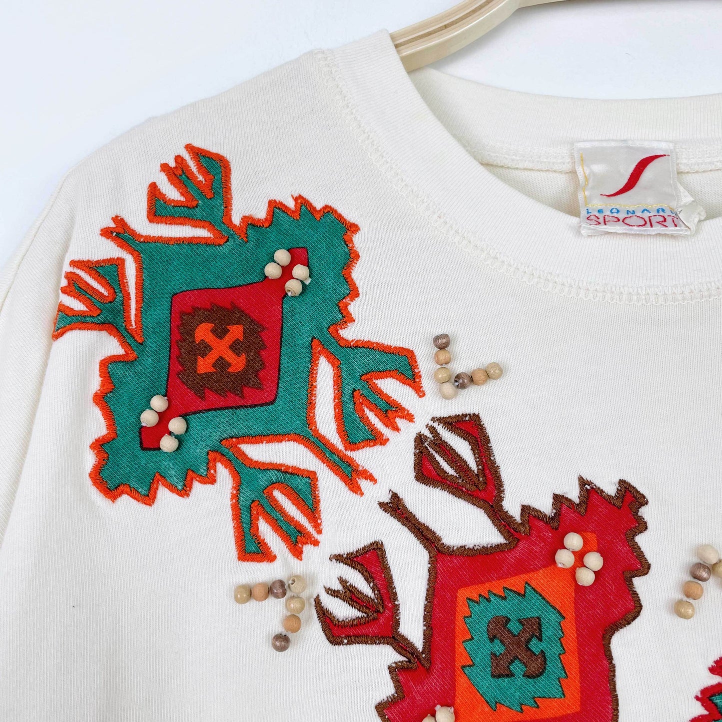 vintage leonard sport western embroidered beaded tee