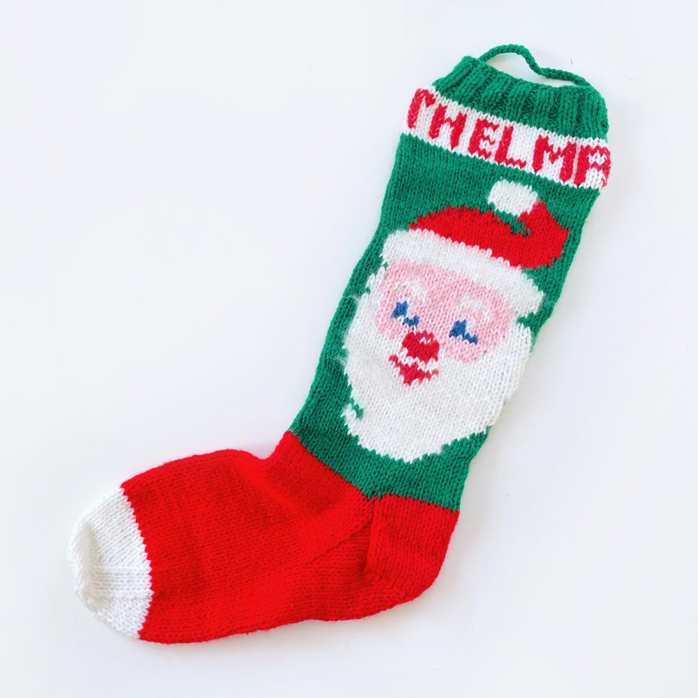 vintage hand-knit 'thelma' santa stocking