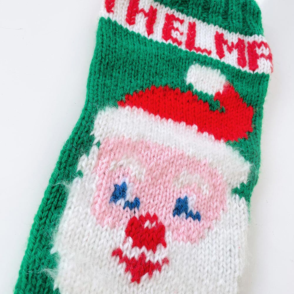 vintage hand-knit 'thelma' santa stocking